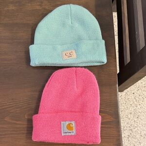 Carhartt Pink and C.C Mint Kids Beanie Set